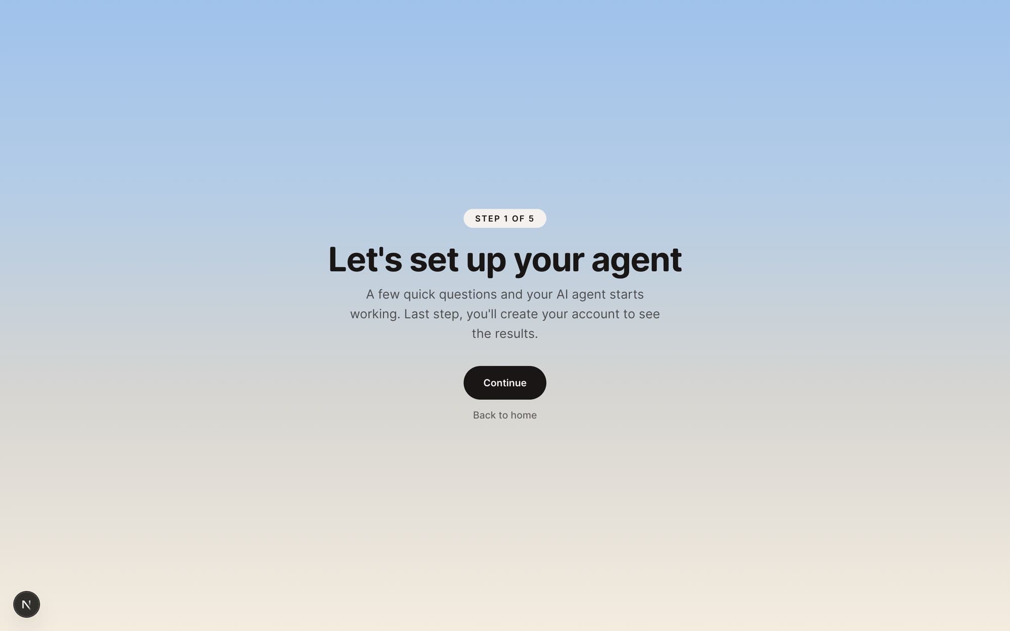 Metrichain onboarding: step one of five, before any account exists